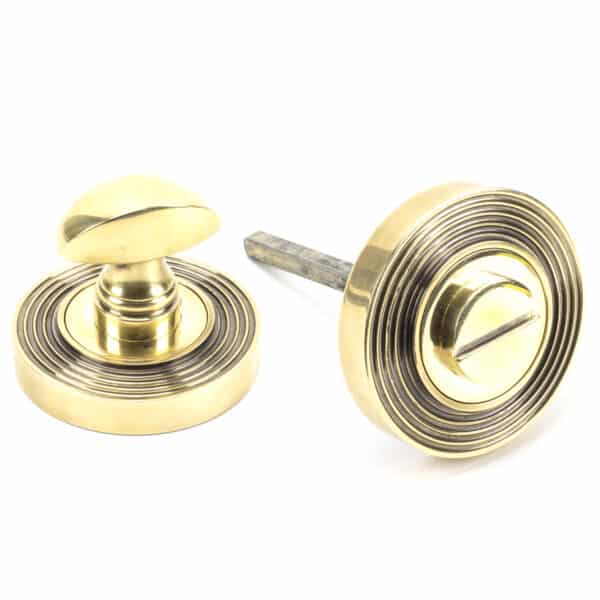 Aged Brass Round Thumbturn Set (Beehive) 1