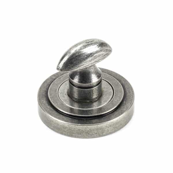 Pewter Round Thumbturn Set (Art Deco) 2