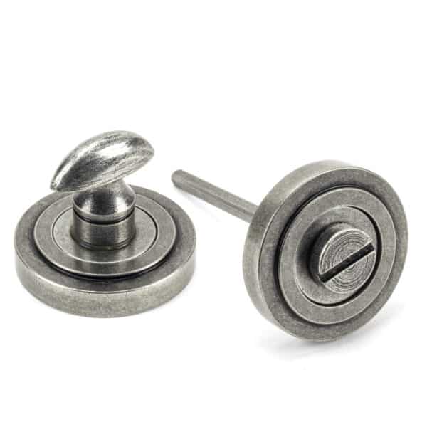 Pewter Round Thumbturn Set (Art Deco) 1