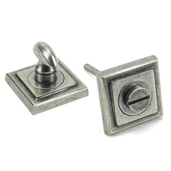 Pewter Round Thumbturn Set (Square) 1