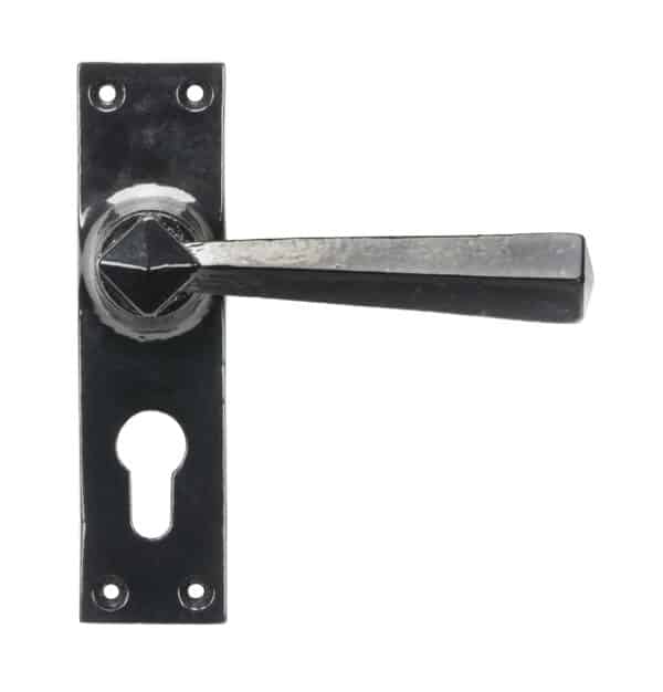 Black Straight Lever Euro Lock Set 1