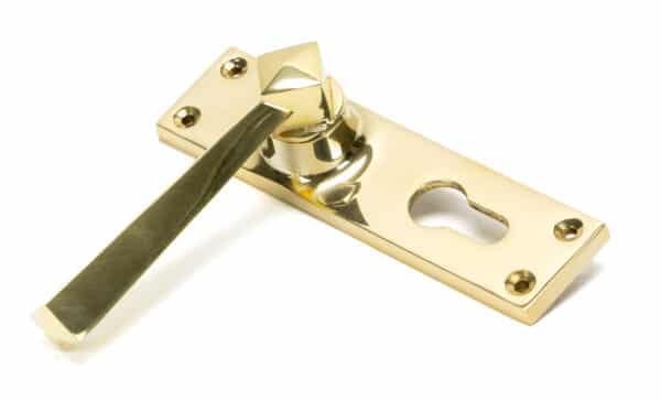 Polished Brass Straight Lever Euro Lock Set 2