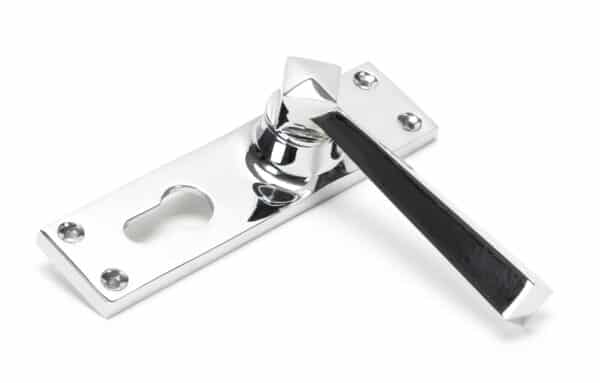 Polished Chrome Straight Lever Euro Lock Set 2