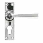 Polished Chrome Straight Lever Euro Lock Set 1
