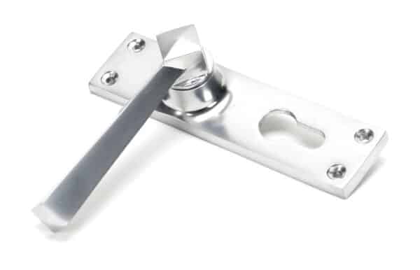 Satin Chrome Straight Lever Euro Lock Set 2