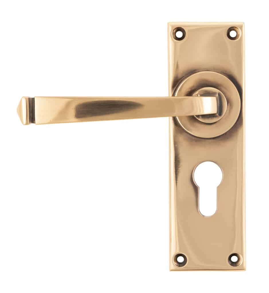 Polished Bronze Avon Lever Euro Lock Set 1