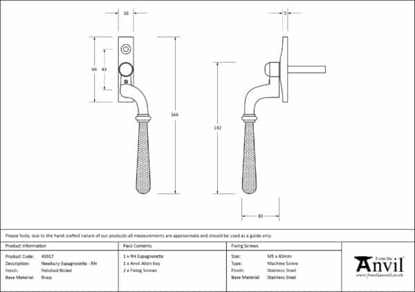 Polished Nickel Hammered Newbury Espag - RH 3