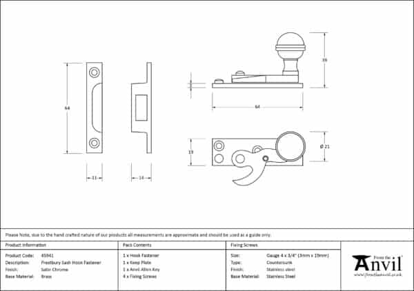 Satin Chrome Prestbury Sash Hook Fastener 3