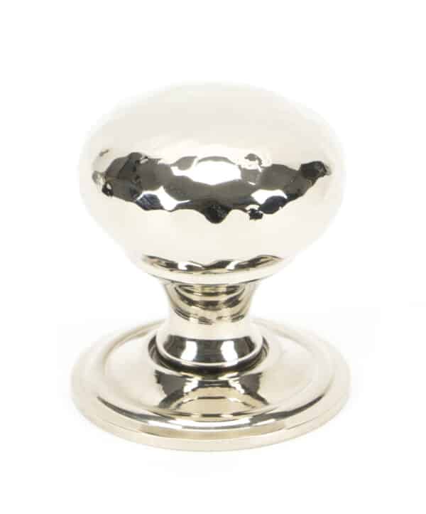 Polished Nickel Hammered Mushroom Cabinet Knob 32mm 1