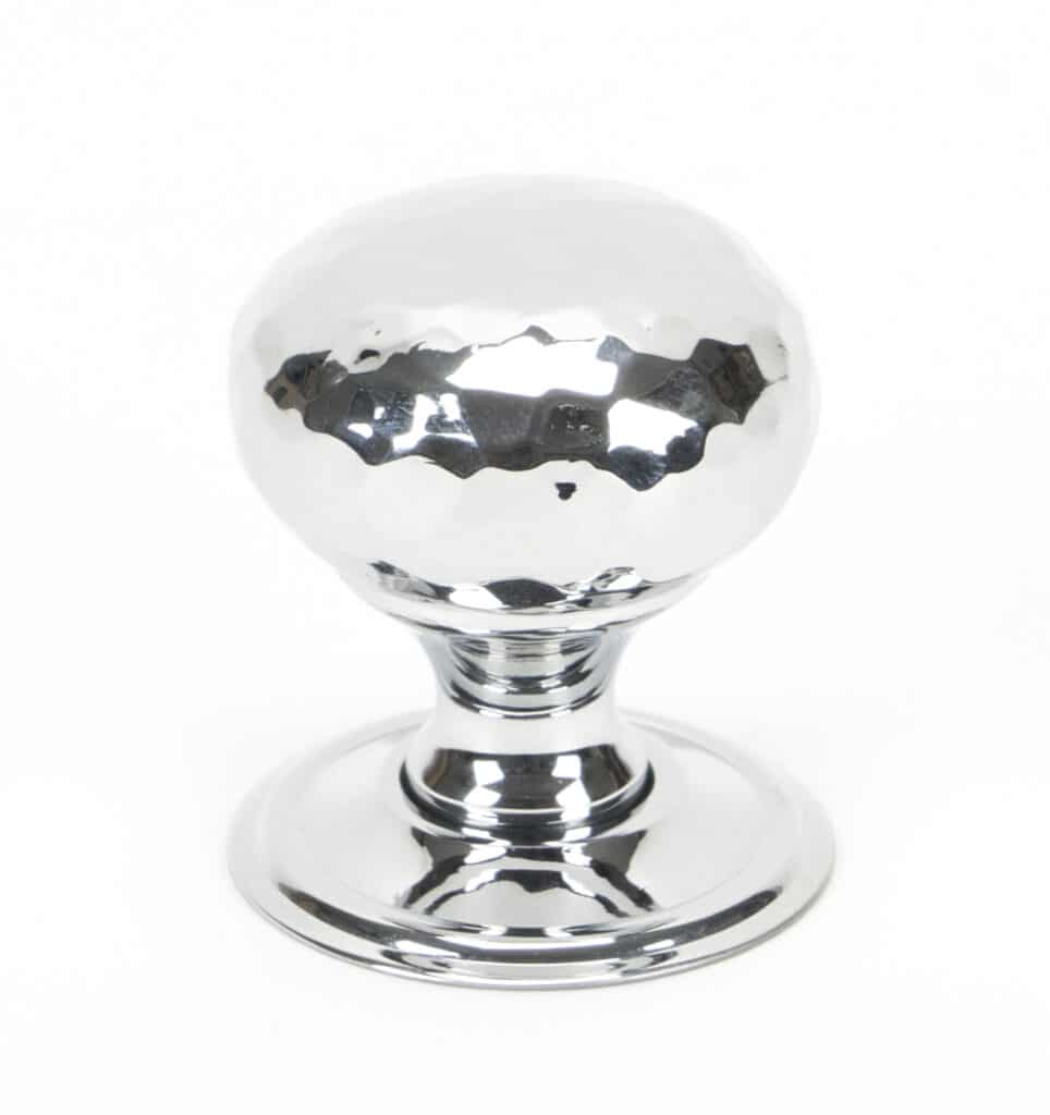 Polished Chrome Hammered Mushroom Cabinet Knob 32mm 1