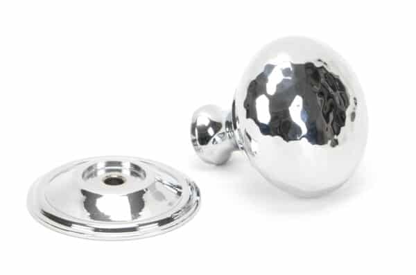 Polished Chrome Hammered Mushroom Cabinet Knob 38mm 2