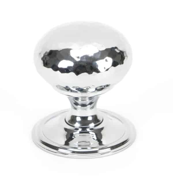 Polished Chrome Hammered Mushroom Cabinet Knob 38mm 1