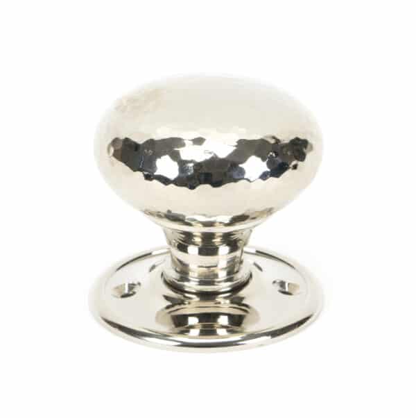 Polished Nickel Hammered Mushroom Mortice/Rim Knob Set 1