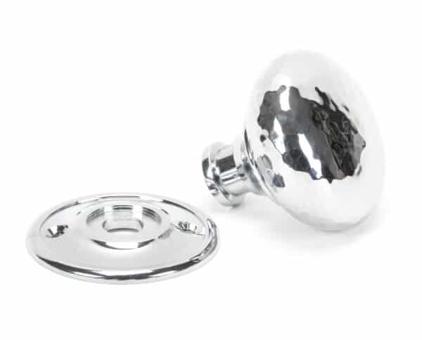 Polished Chrome Hammered Mushroom Mortice/Rim Knob Set 2