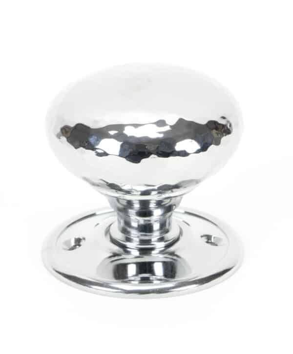 Polished Chrome Hammered Mushroom Mortice/Rim Knob Set 1