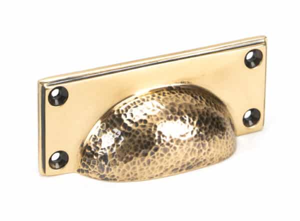 Polished Bronze Hammered Art Deco Drawer Pull 1