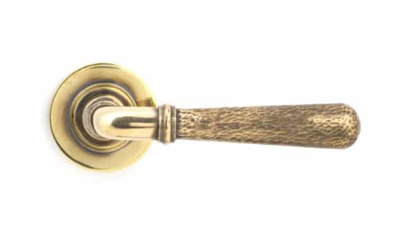 Aged Brass Hammered Newbury Lever on Rose Set (Plain) 2