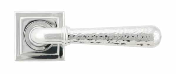 Pol. Chrome Hammered Newbury Lever on Rose Set (Square) 2