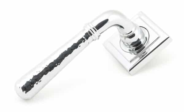 Pol. Chrome Hammered Newbury Lever on Rose Set (Square) 1