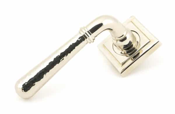 Pol. Nickel Hammered Newbury Lever on Rose Set (Square) 1