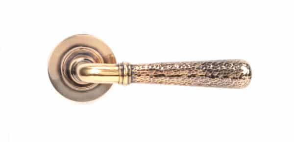 Pol. Bronze Hammered Newbury Lever on Rose Set (Plain) 2