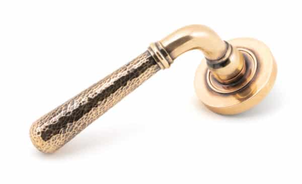 Pol. Bronze Hammered Newbury Lever on Rose Set (Plain) 1