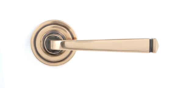 Polished Bronze Avon Round Lever on Rose Set (Art Deco) 2