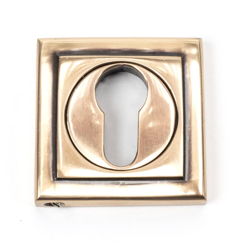 Polished Bronze Round Euro Escutcheon (Square) 1