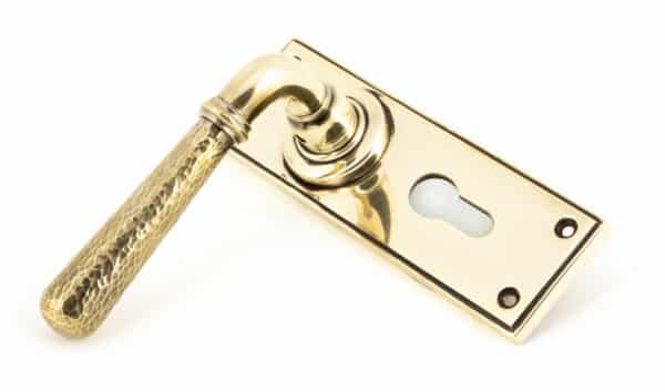 Aged Brass Hammered Newbury Lever Euro Lock Set 2