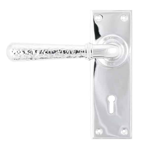 Polished Chrome Hammered Newbury Lever Lock Set 1