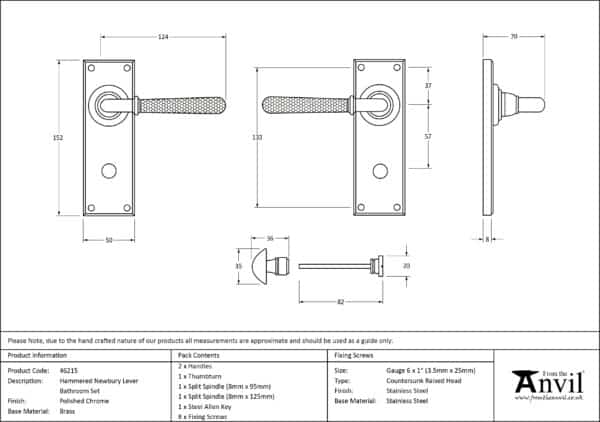 Polished Chrome Hammered Newbury Lever Bathroom Set 3