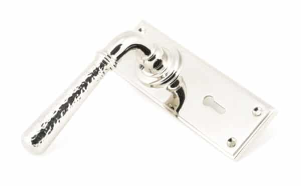 Polished Nickel Hammered Newbury Lever Lock Set 2