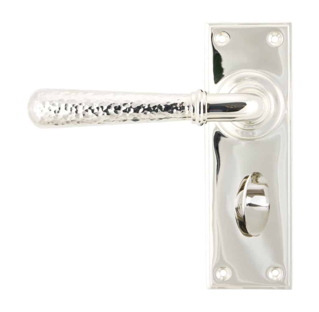 Polished Nickel Hammered Newbury Lever Bathroom Set 1