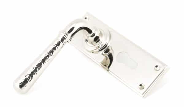 Polished Nickel Hammered Newbury Lever Euro Lock Set 2