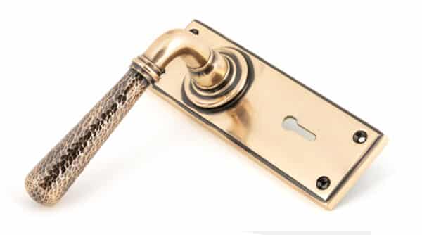 Polished Bronze Hammered Newbury Lever Lock Set 2