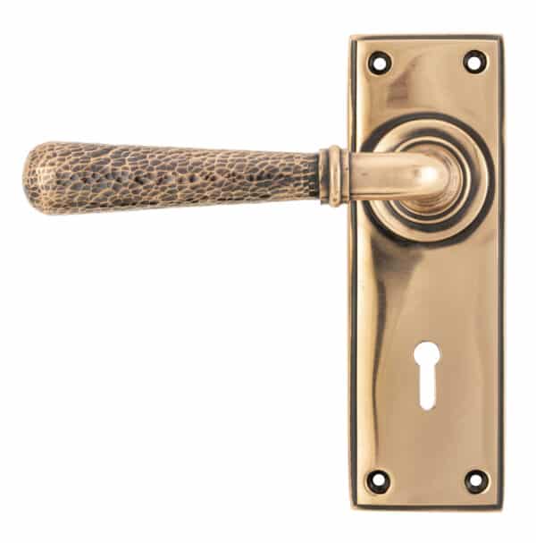 Polished Bronze Hammered Newbury Lever Lock Set 1