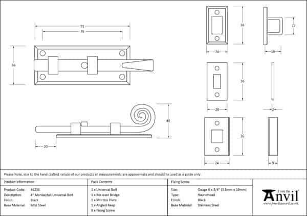 Black 4" Monkeytail Universal Bolt 3