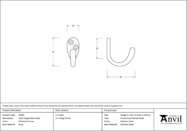 Polished Chrome Celtic Single Robe Hook 2