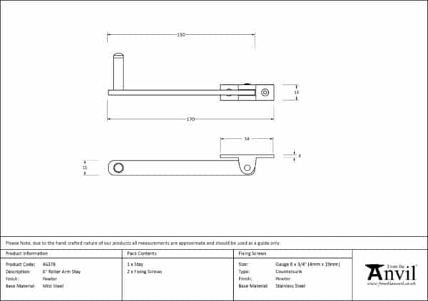 Pewter 6" Roller Arm Stay 2