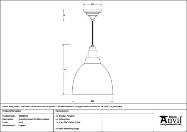 Smooth Copper Brindley Pendant in Soot 3