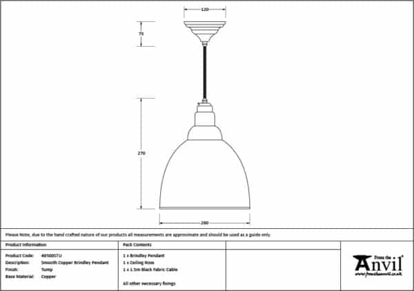 Smooth Copper Brindley Pendant in Tump 3