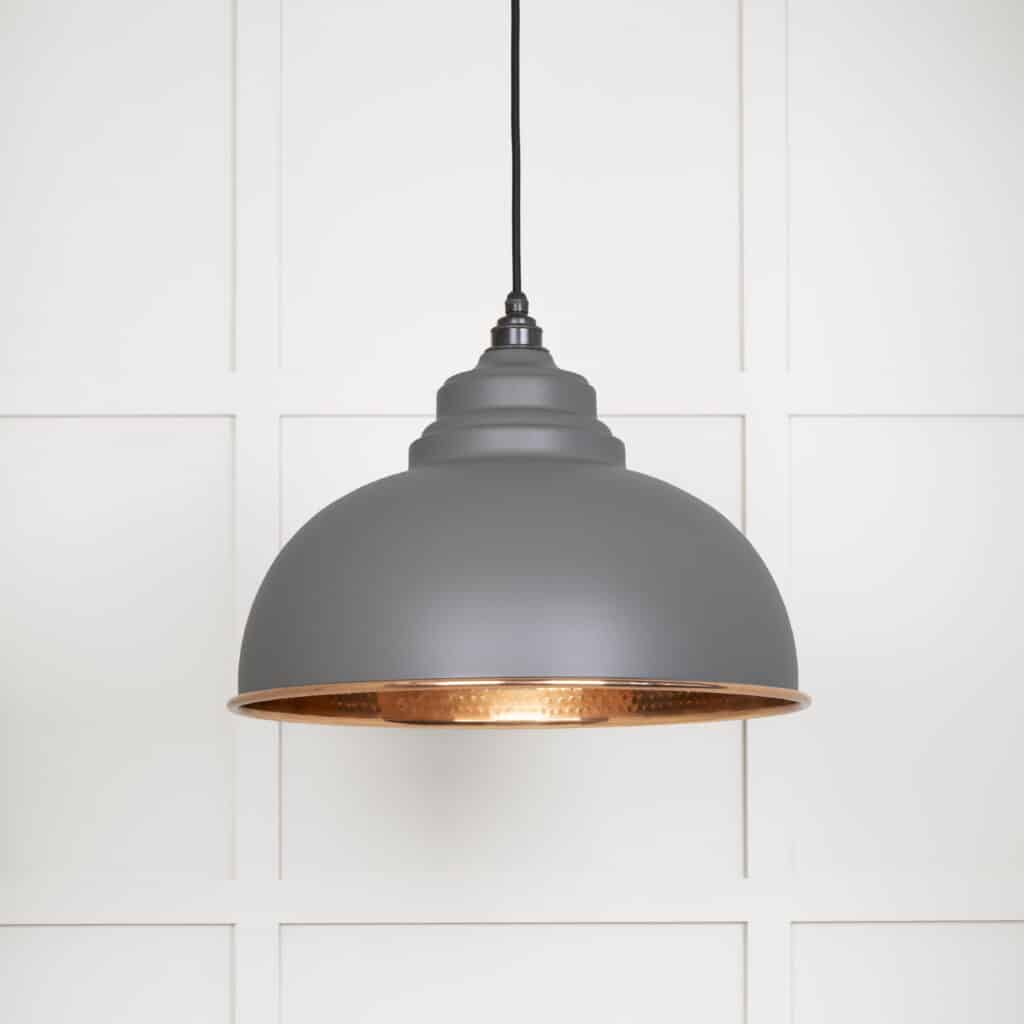 Hammered Copper Harborne Pendant in Bluff 1