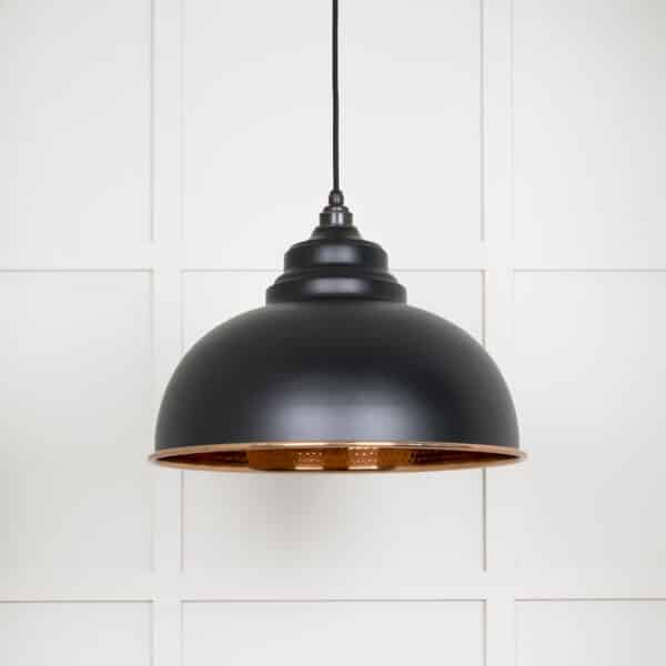 Hammered Copper Harborne Pendant in Elan Black 2