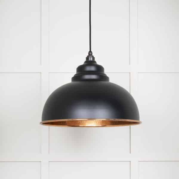 Hammered Copper Harborne Pendant in Elan Black 1