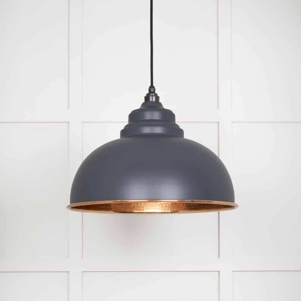 Hammered Copper Harborne Pendant in Slate 1