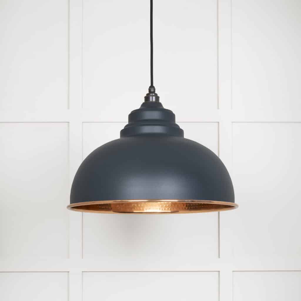 Hammered Copper Harborne Pendant in Soot 1