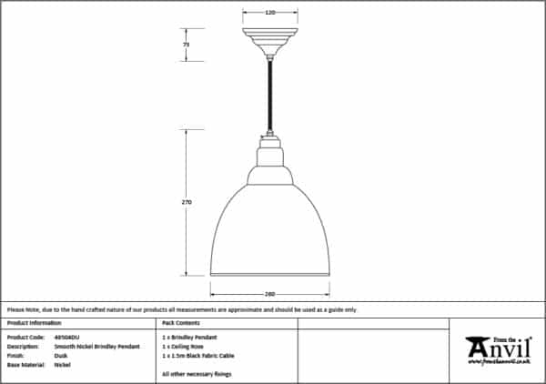 Smooth Nickel Brindley Pendant in Dusk 3