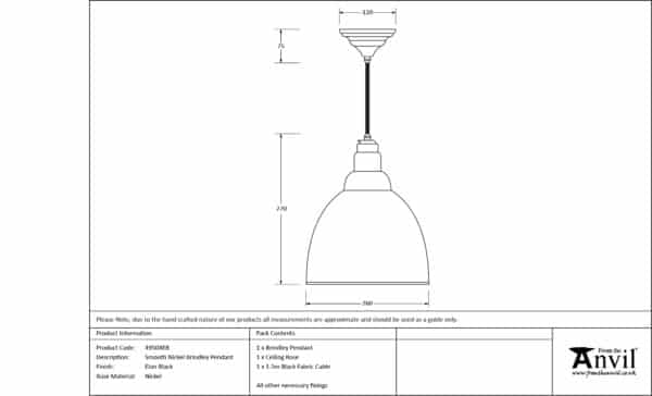 Smooth Nickel Brindley Pendant in Elan Black 3