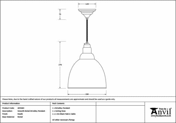 Smooth Nickel Brindley Pendant in Heath 3