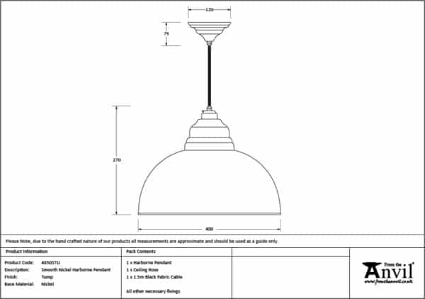 Smooth Nickel Harborne Pendant in Tump 3